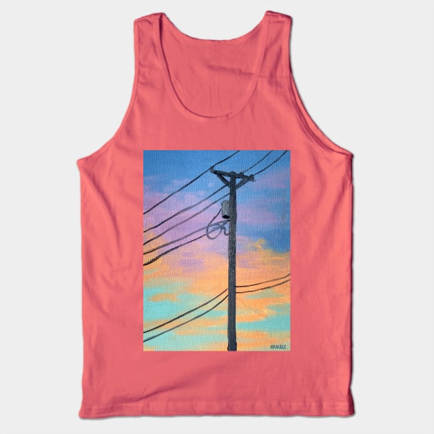 Sunset Telephone Pole Tank Top by Jan Grackle